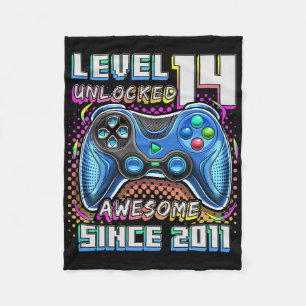 14th Birthday Boy Level 14 Gamer 14 Year Video Gam Fleece Blanket