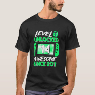 14th Birthday Boy Level 14 Unlocked Awesome 2011 V T-Shirt