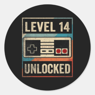 14th Birthday Boy Vintage Gift 14 Year Old Video G Classic Round Sticker