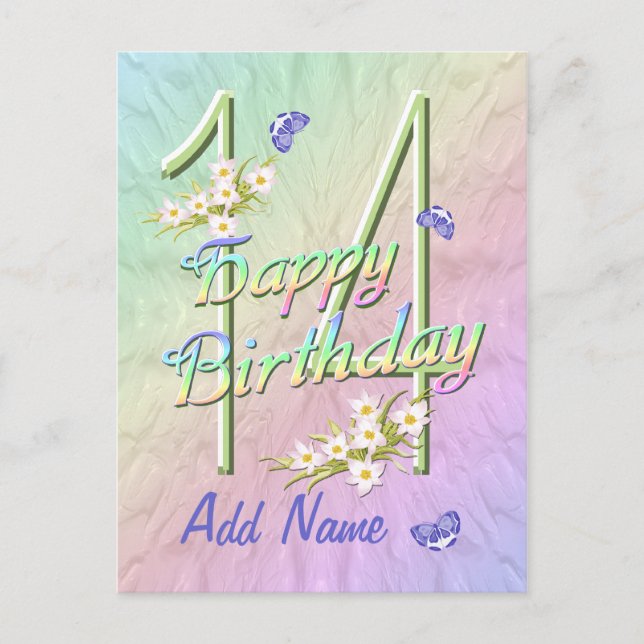 14th Birthday Butterfly Dance Postcard (Front)