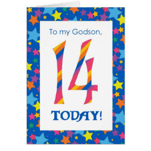 14th Birthday Card for Godson, Stripes and Stars