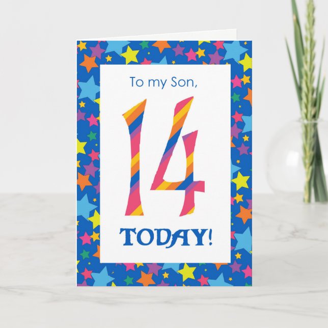 14th Birthday Card for Son, Stripes and Stars (Front)