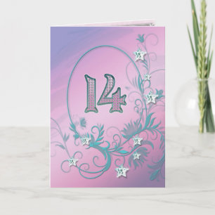 14th Birthday card with diamond stars
