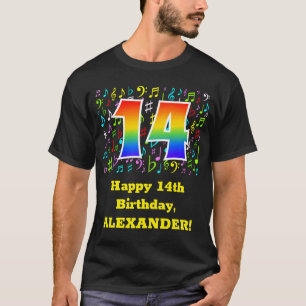 14th Birthday: Colourful Music Symbols, Rainbow 14 T-Shirt
