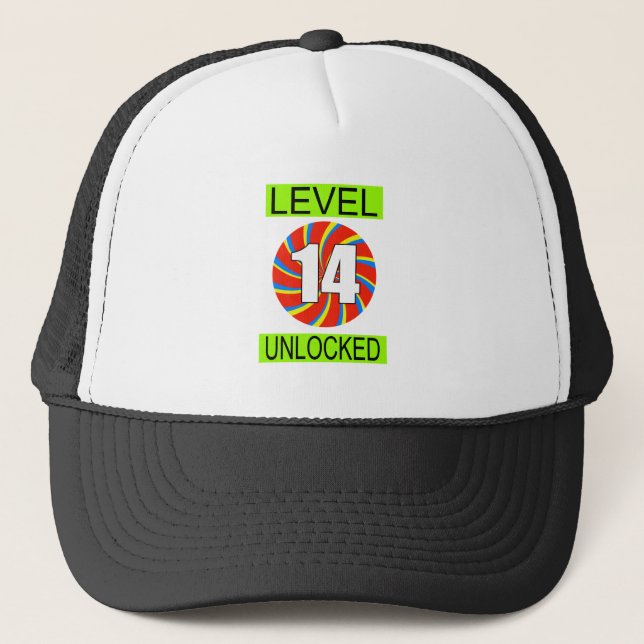 14th Birthday Computer Gamer Trucker Hat (Front)