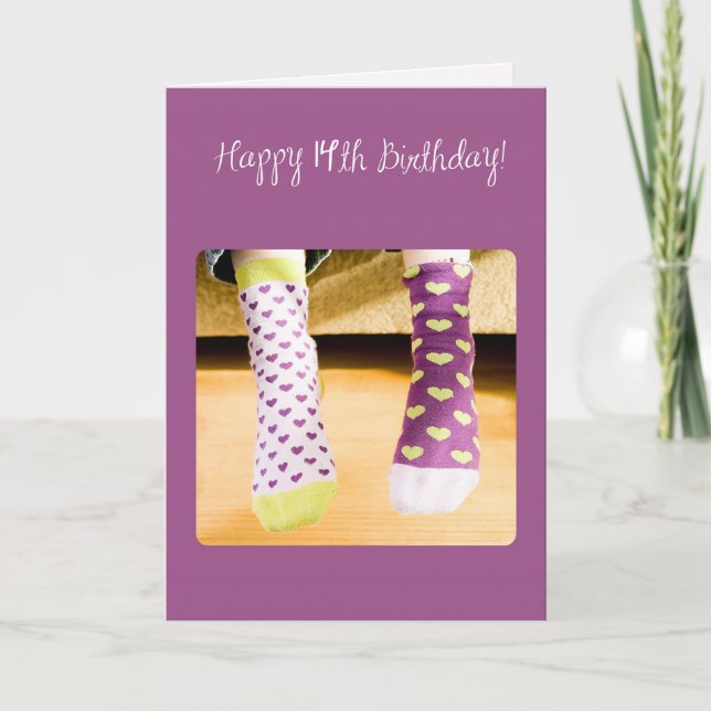 14th Birthday Crazy Socks Card (Front)