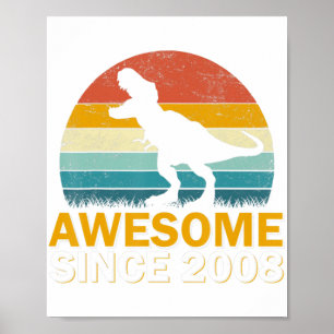 14th Birthday Dinosaur 14 Year Old Boy Awesome Sin Poster