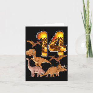 14th Birthday Dinosaur T-rex 14 Years Old Birthday Card