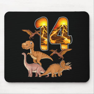 14th Birthday Dinosaur T-rex 14 Years Old Birthday Mouse Mat