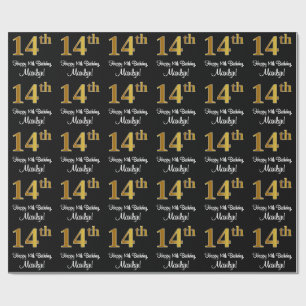 14th Birthday: Elegant Luxurious Faux Gold Look # Wrapping Paper
