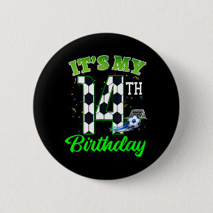 14th Birthday Football Boy Girl Kids Soccer Sports 6 Cm Round Badge