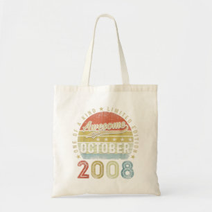 14th Birthday Gift Awesome Since October 2008 14 Y Tote Bag