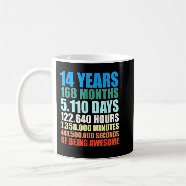 14th Birthday Gift Boys 14s Years Beings Awesome Coffee Mug (Left)