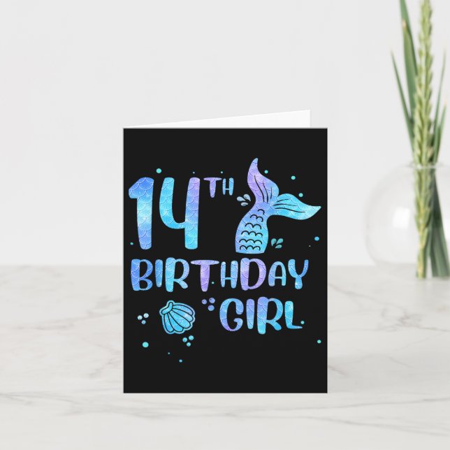 14th Birthday Girl Mermaid 14th Toddlers Back To S Card (Front)