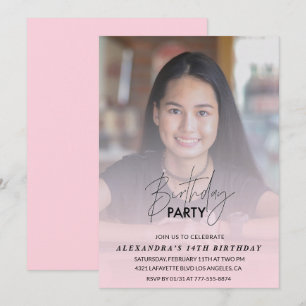 14th birthday invitation Birthday Party Photo pink