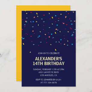 14th birthday invitations Boy Confetti Modern