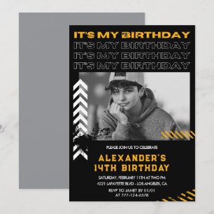 14th birthday invitations boy Photo Spray paint