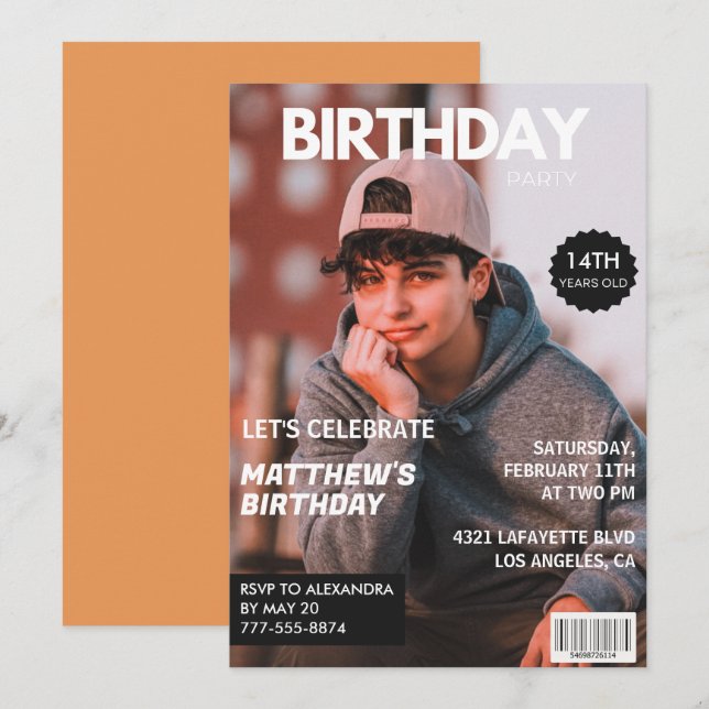 14th birthday invitations for him Magazine Cover (Front/Back)