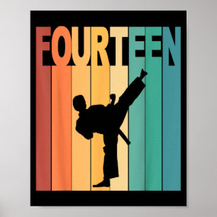 14th Birthday Karate Taekwondo Theme 14 Year Old Poster