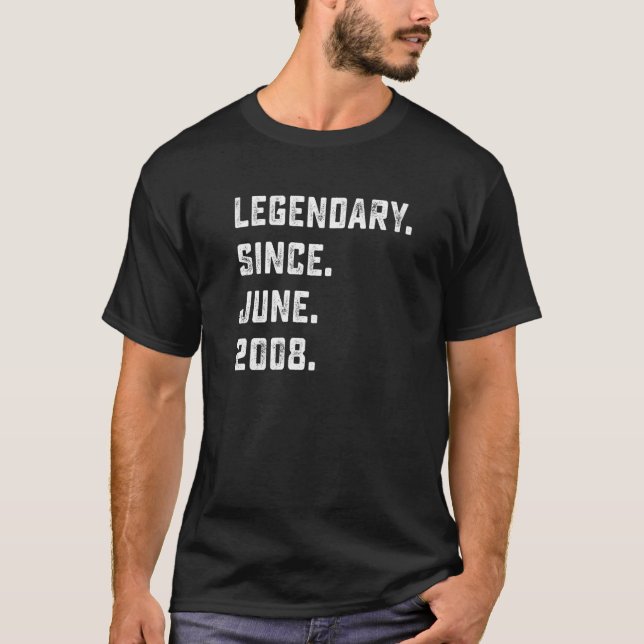 14th Birthday  Legendary Since June 2008 14 Years  T-Shirt (Front)