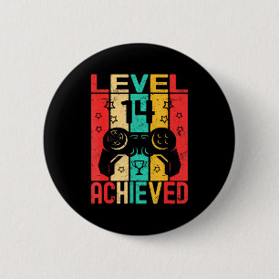 14th Birthday Level 14 Achieved Gamer Funny Birthd 6 Cm Round Badge
