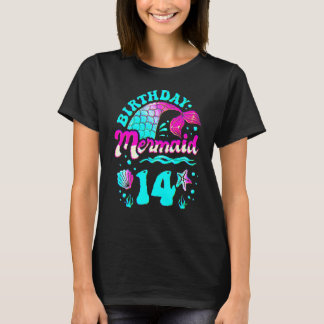 14th Birthday Mermaid 14 Years Ocean Theme Party F T-Shirt
