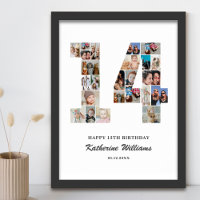 14th Birthday Number 14 Custom Photo Collage