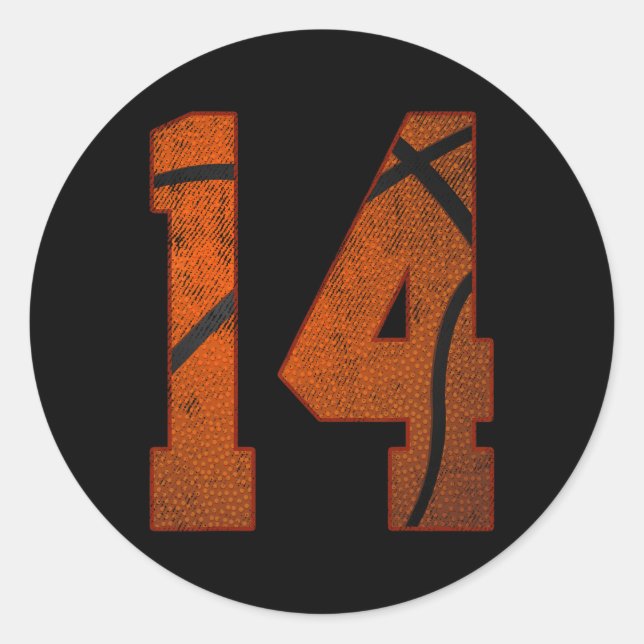 14th Birthday Party Fourteen 14 Year Old Basketbal Classic Round Sticker (Front)