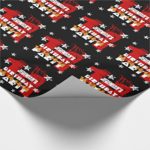 14th Birthday Party Grunge RED GOLD BLACK A06 Wrapping Paper