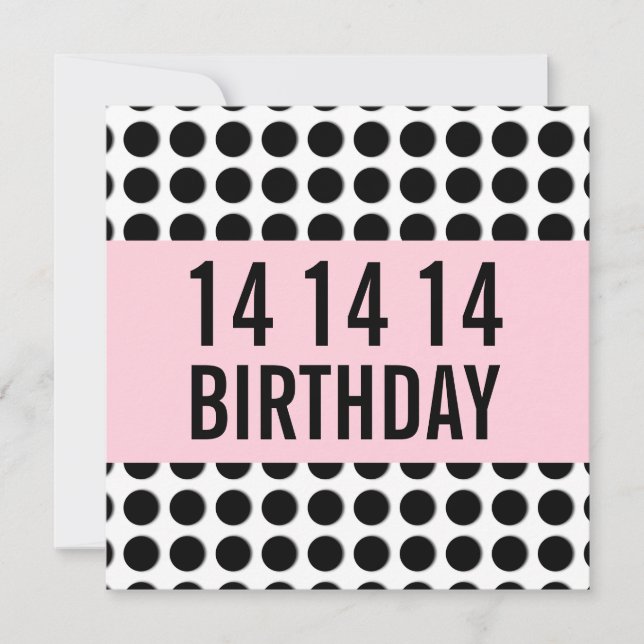 14th Birthday Party Template Polka Dots A14A (Front)