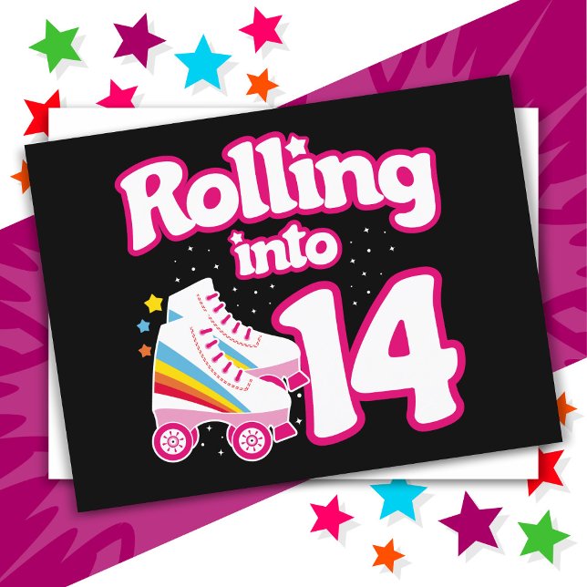 14th Birthday Roller Skating 14 Years Old Skate Postcard (Creator Uploaded)