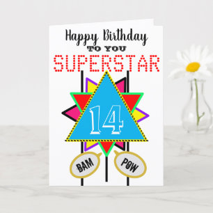 14th Birthday Superstar Blue ANY AGE Card