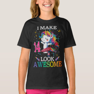 14th Birthday Unicorn Gift Shirt I Make 14 Look Aw