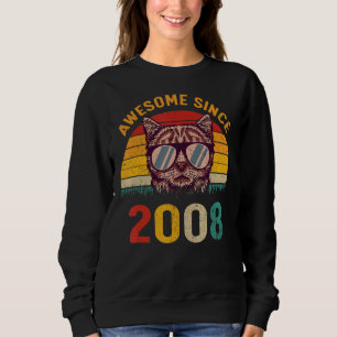 14th Birthday Vintage Cat 14 Years Awesome Since Sweatshirt