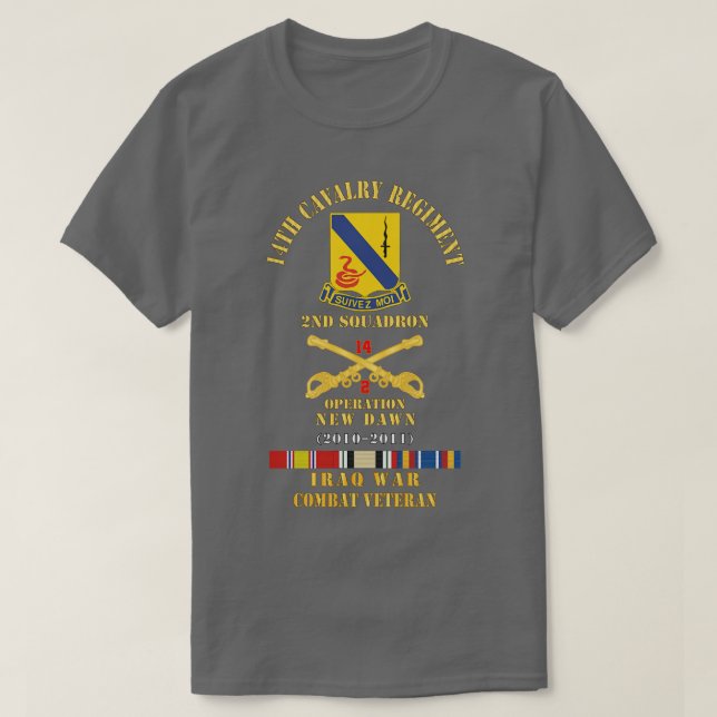 14th Cavalry Regiment w Cav Br 2nd Squadron OND 20 T-Shirt (Design Front)