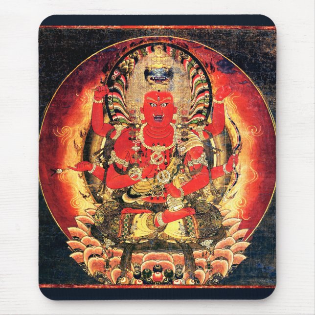 14th century Buddhist Aizen Myoo Painting Mouse Mat (Front)