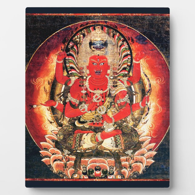 14th century Buddhist Aizen Myoo Painting Plaque (Front)