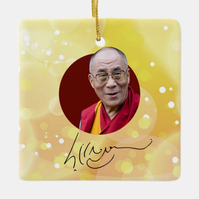 14th Dalai Lama signature Ceramic Ornament (Front)