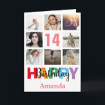 14th Happy Birthday Photo Collage Modern Pink Card<br><div class="desc">14th Happy Birthday Photo Collage Modern Pink Card with personalised name. For further customisation,  please click the "Customise it" button and use our design tool to modify this template.</div>