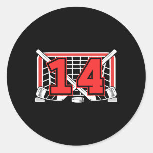 14th Ice Hockey Birthday 14 Year Old Ice Hockey Pl Classic Round Sticker