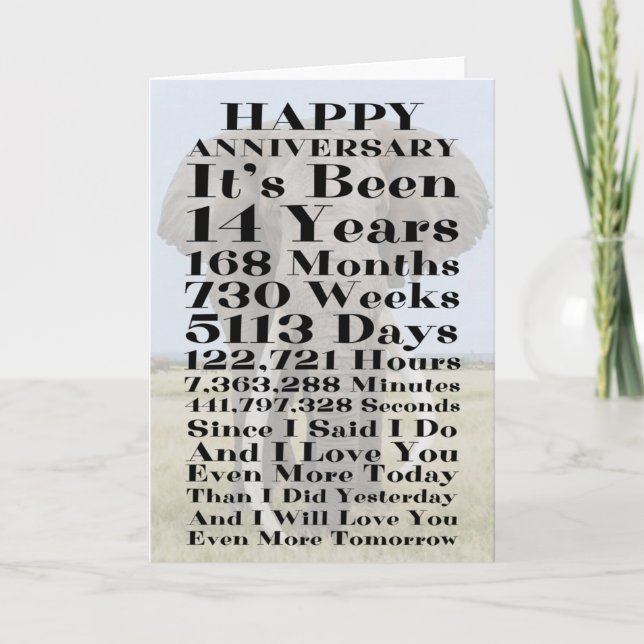 14th Ivory Wedding Anniversary Card (Front)