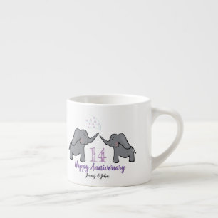 14th ivory wedding anniversary cute elephant espresso cup