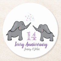 14th ivory wedding anniversary cute elephant