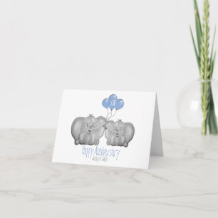14th ivory wedding anniversary elephant card