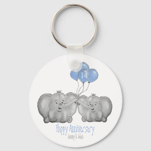 14th ivory wedding anniversary elephant gift key ring