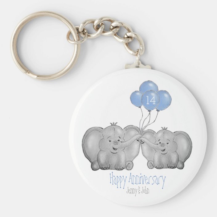 14th ivory wedding anniversary elephant gift key ring Zazzle.co.uk