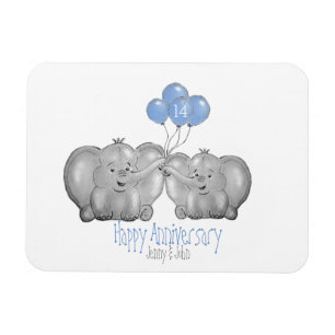 14th ivory wedding anniversary elephant gift magnet