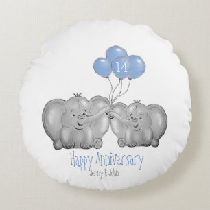 14th ivory wedding anniversary elephant gift round cushion