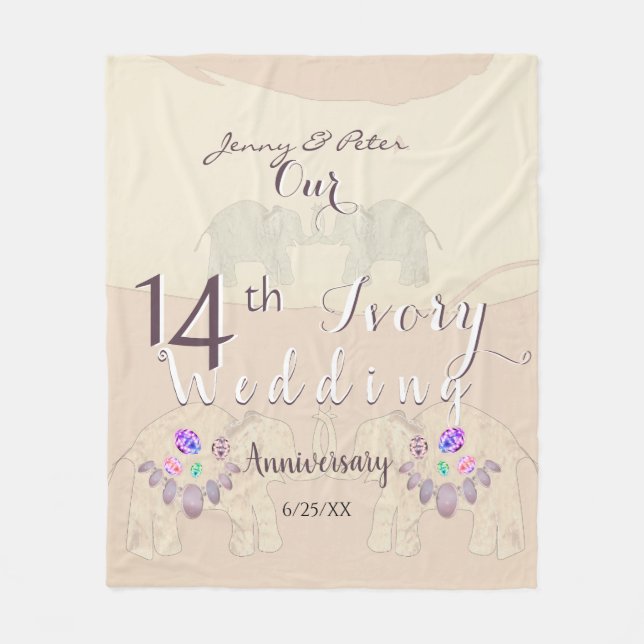 14th Ivory Wedding Anniversary Fleece Blanket (Front)