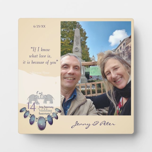14th Ivory Wedding Anniversary  Plaque (Front)